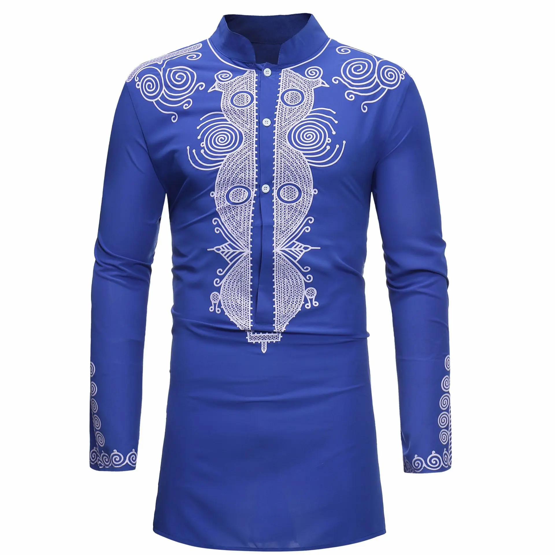 Men'S Fashion Kurta - 남성용 스탠드 칼라 무슬림 셔츠, 민속