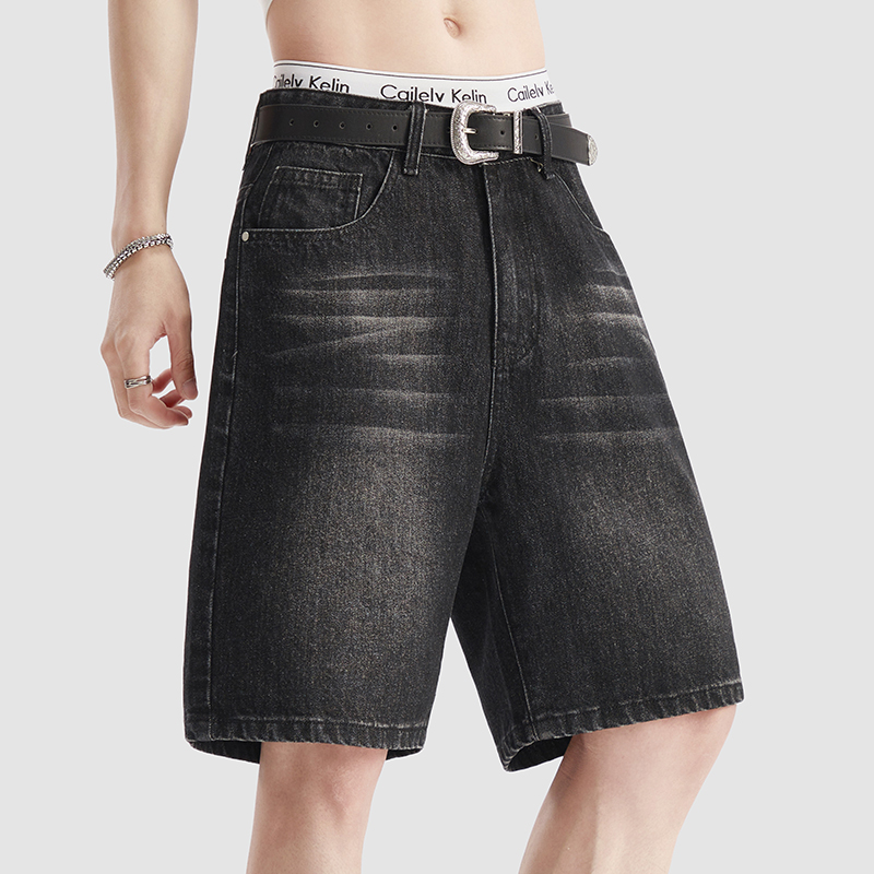 Men'S Fashion Jeans - 여름 얇은 블랙 데님 반바지 남성