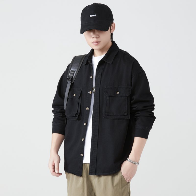 Men'S Fashion X - 순수 코튼 툴링 셔츠 남성 봄