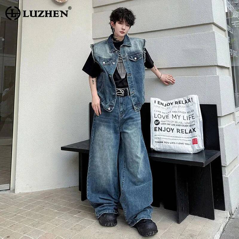 Men'S Fashion Jeans - LUZHEN 2026 여름 데님 투피스 세트