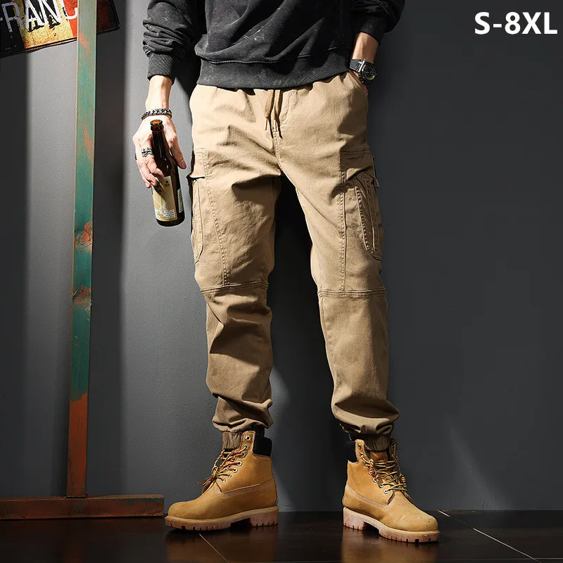 Jogger Sweatpants Men - 느슨한 카고 조거 코튼 스웻팬츠 블랙