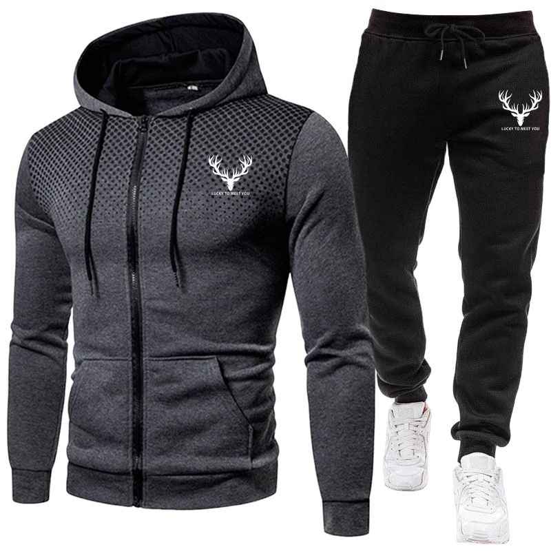 Jogger Sweatpants Men - 2026 신상 남성 세트 지퍼 후드티와