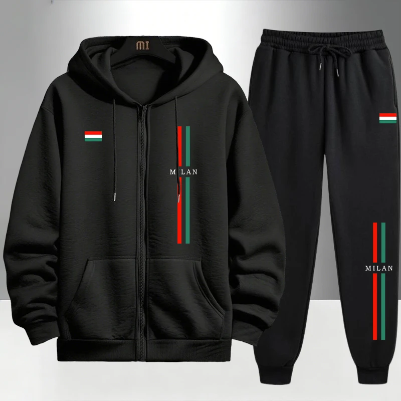 Jogger Sweatpants Men - 2026 이탈리아 프린트 남성 세트 지퍼
