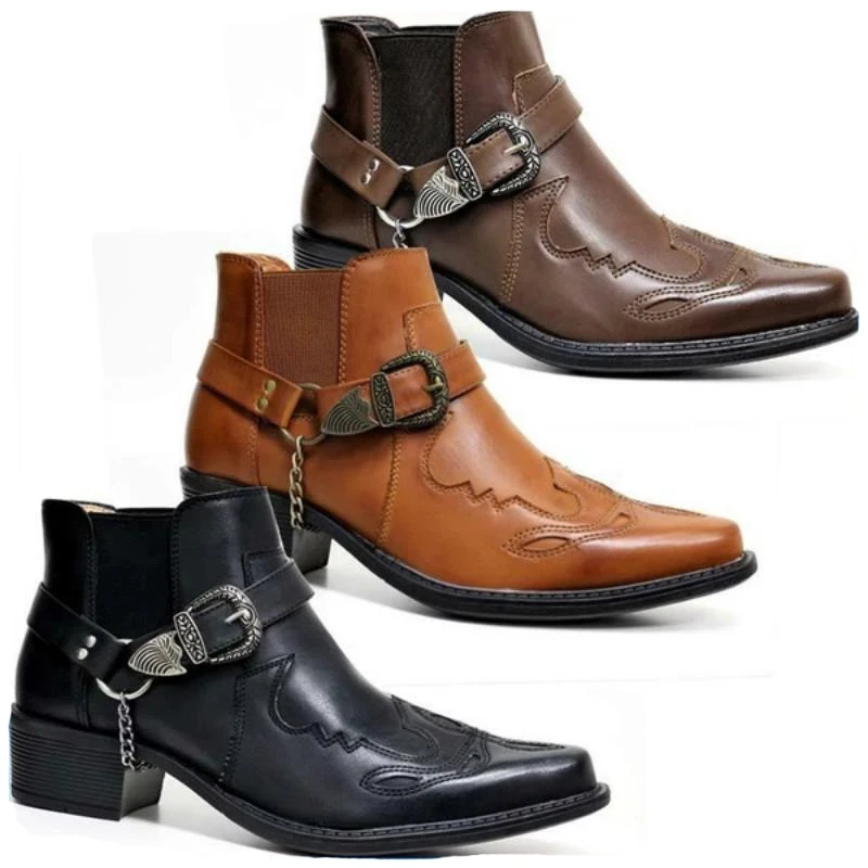Mens Fashion Vintage - 2026 남성용 빈티지 카우보이 부츠 가죽