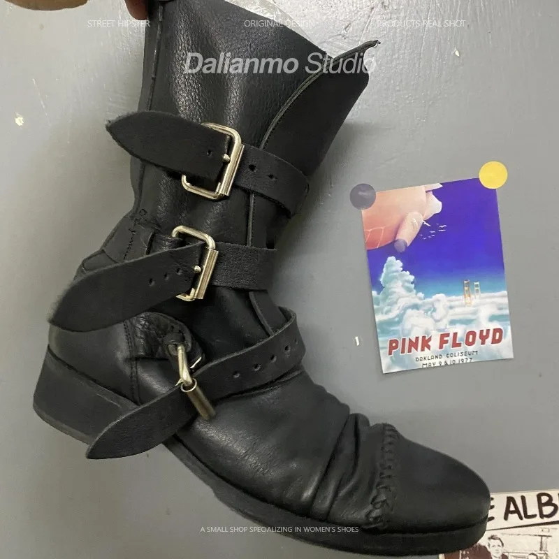 패션 남성용 천연 가죽 모터사이클 부츠 버클 스트랩 미 - Mens Fashion Vintage 리뷰 및 가격