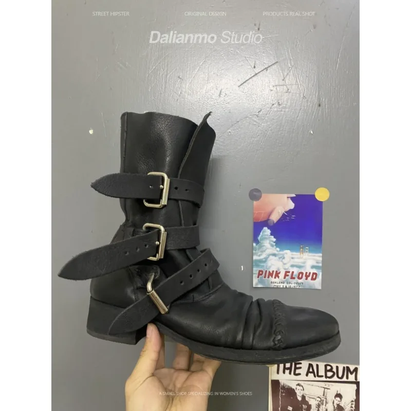 패션 남성용 천연 가죽 모터사이클 부츠 버클 스트랩 미 - Mens Fashion Vintage 리뷰 및 가격