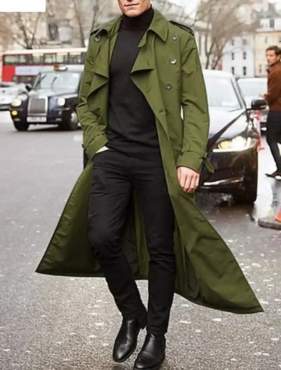 남성 롱 트렌치 코트 재킷 패션 우아한 남성 방풍 오버 - Men'S Fashion X 리뷰 및 가격