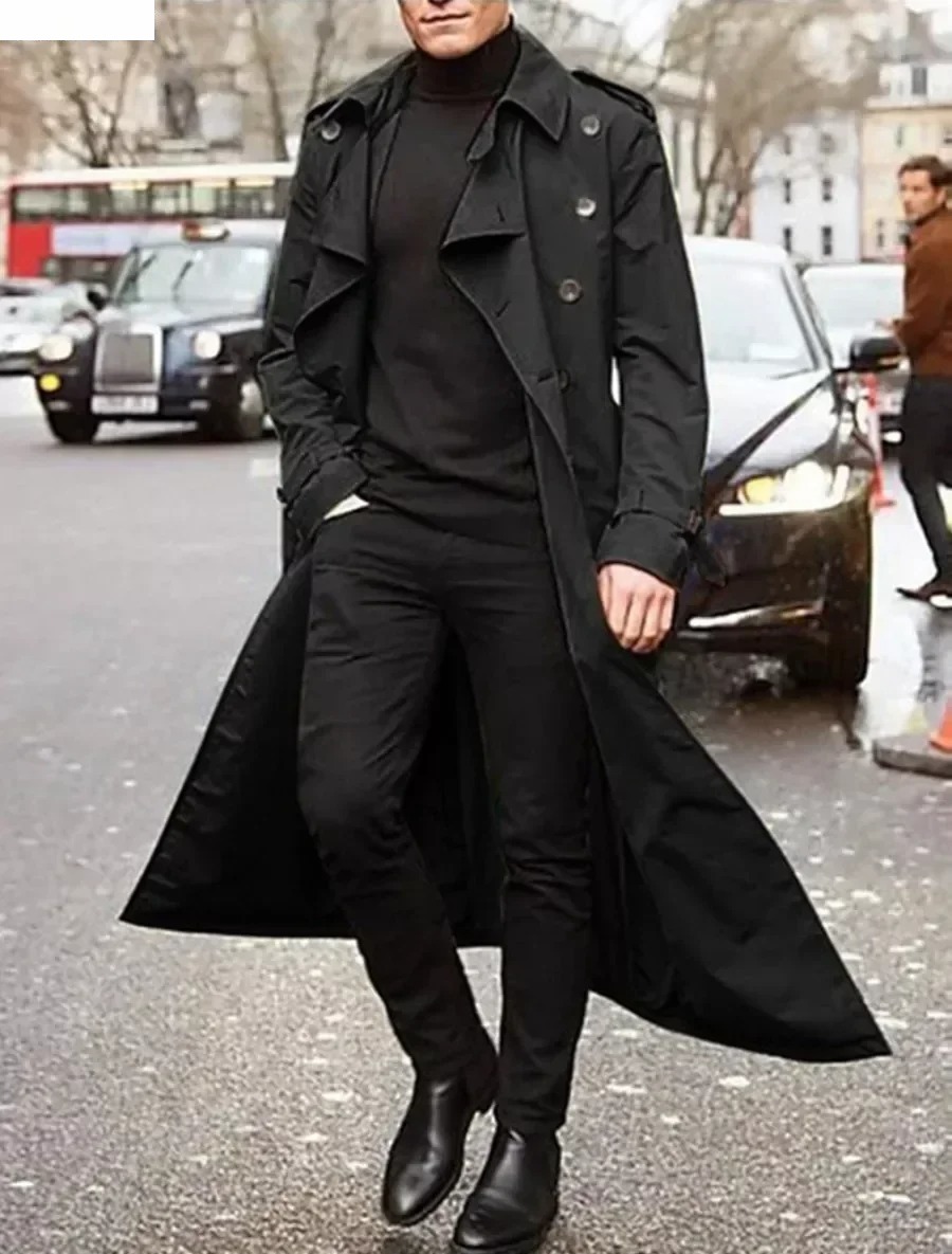 남성 롱 트렌치 코트 재킷 패션 우아한 남성 방풍 오버 - Men'S Fashion X 리뷰 및 가격