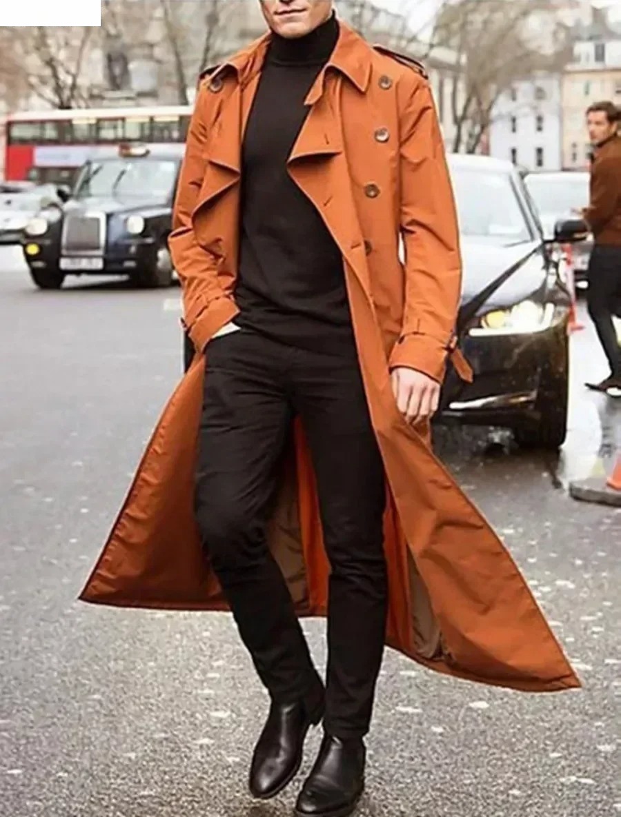 남성 롱 트렌치 코트 재킷 패션 우아한 남성 방풍 오버 - Men'S Fashion X 리뷰 및 가격