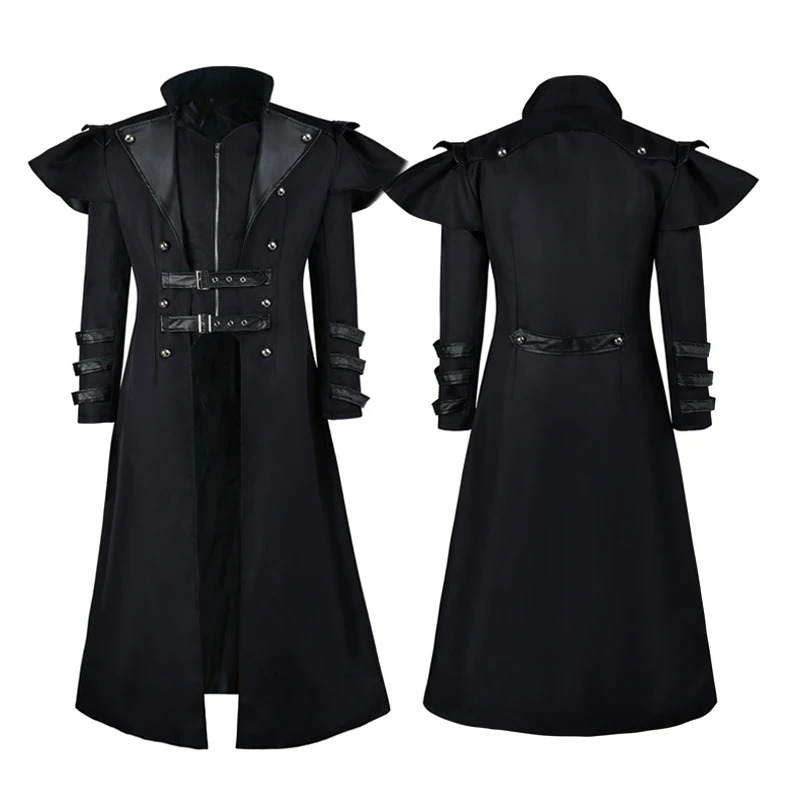남성용 고딕 스팀펑크 코트 – 롱 펑크 트렌치, 더블  - Trench Coat Men 리뷰 및 가격