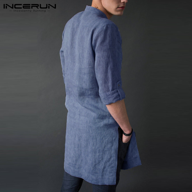 INCERUN 남성용 긴팔 미디 티셔츠, 무슬림 의류, - Men'S Fashion Kurta 리뷰 및 가격