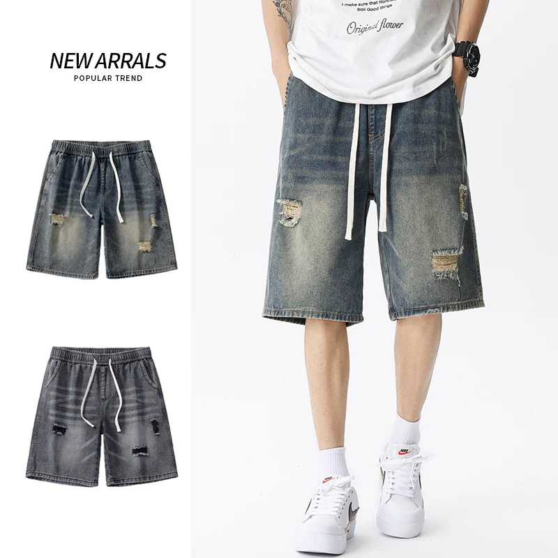 여름 얇은 데님 반바지 남성 레트로 streetwear - Men'S Fashion Jeans 리뷰 및 가격