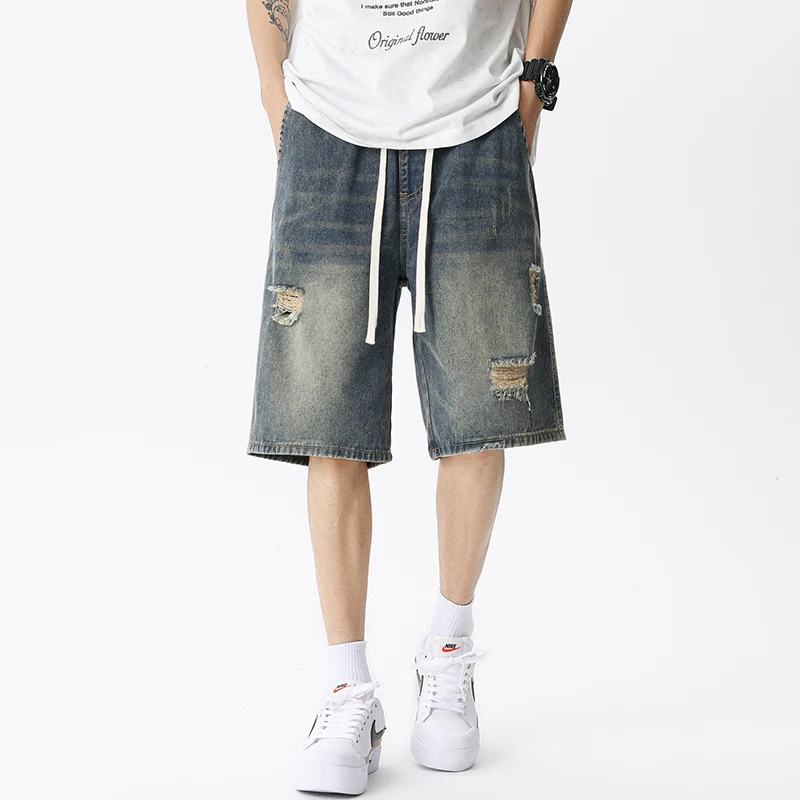 여름 얇은 데님 반바지 남성 레트로 streetwear - Men'S Fashion Jeans 리뷰 및 가격