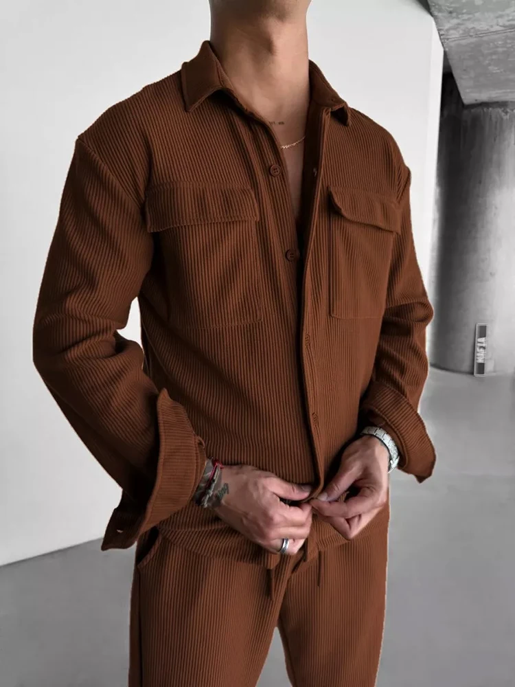 2025 봄 캐주얼 남성 두 조각 정장 streetwe - Corduroy Jacket Men 리뷰 및 가격