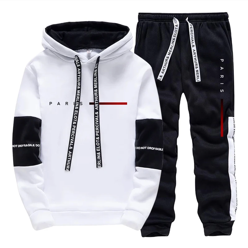 파리 패션 후디 스트리트웨어 남성 세트 후드 스웨트셔츠 - Jogger Sweatpants Men 리뷰 및 가격