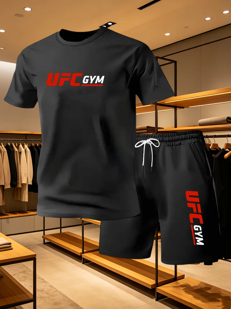 남성 패션 티셔츠 반바지 UFC 캐주얼 세트 여름 스포 - Men'S Fashion Videos 리뷰 및 가격