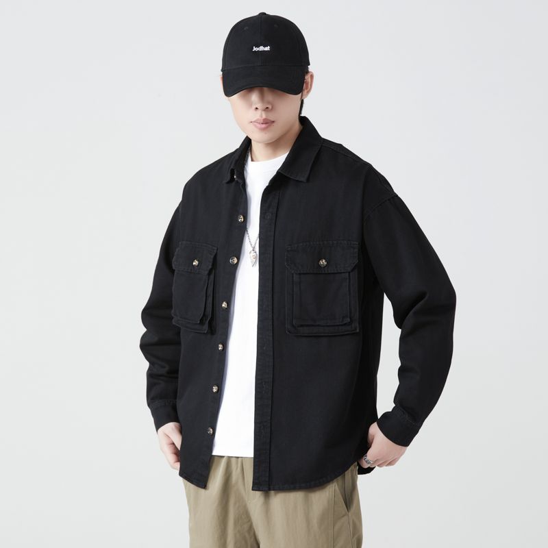 순수 코튼 툴링 셔츠 남성 봄 가을 streetwear - Men'S Fashion X 리뷰 및 가격