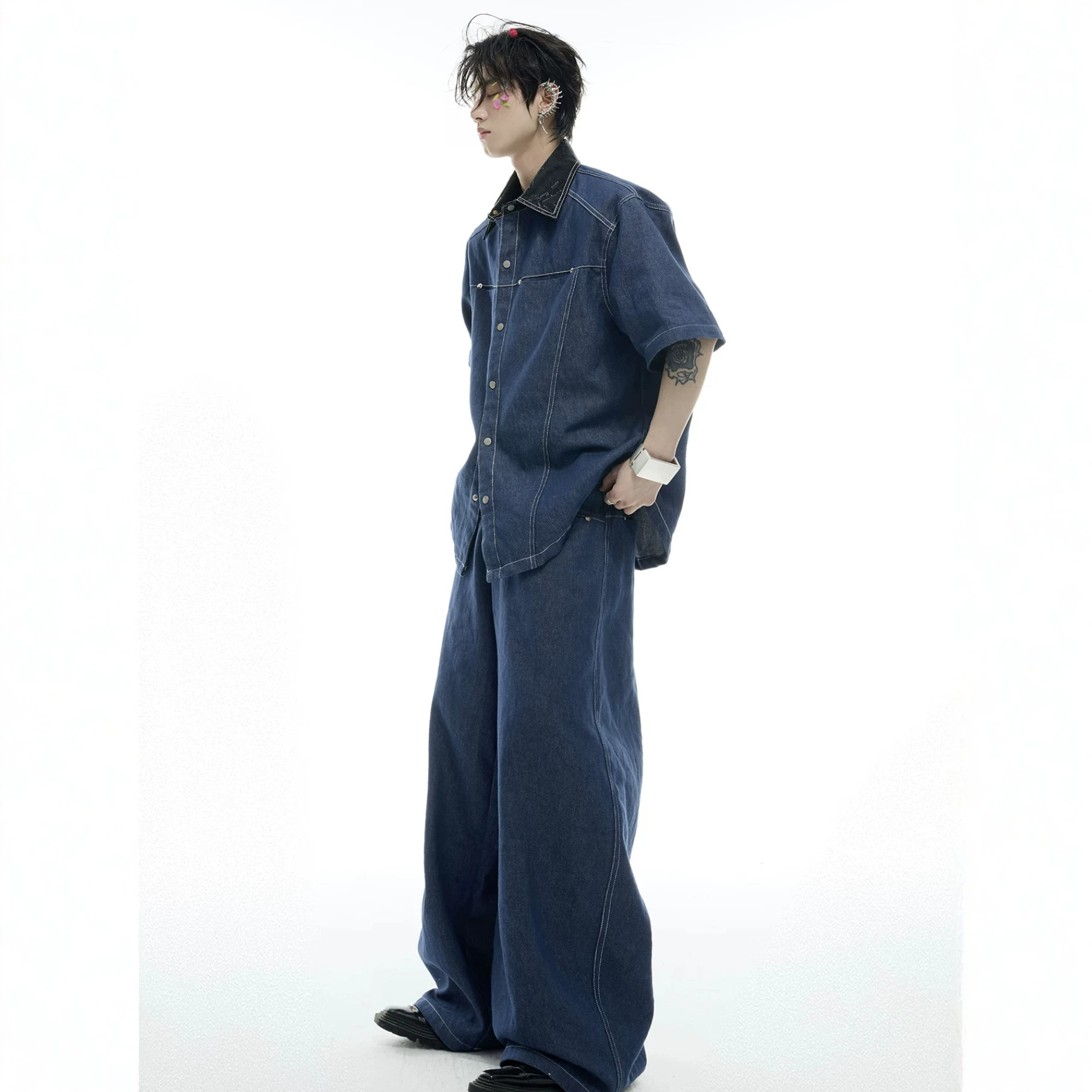 여름 남성 데님 매칭 세트 아메리칸 패션 하이 스트리트 - Men'S Fashion Jeans 리뷰 및 가격