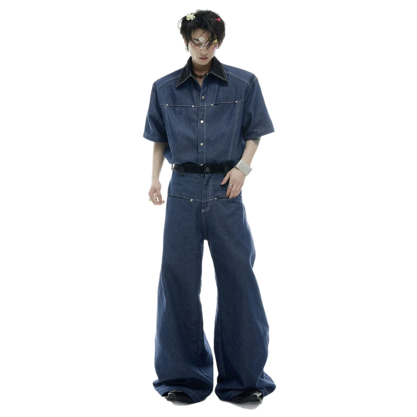 여름 남성 데님 매칭 세트 아메리칸 패션 하이 스트리트 - Men'S Fashion Jeans 리뷰 및 가격
