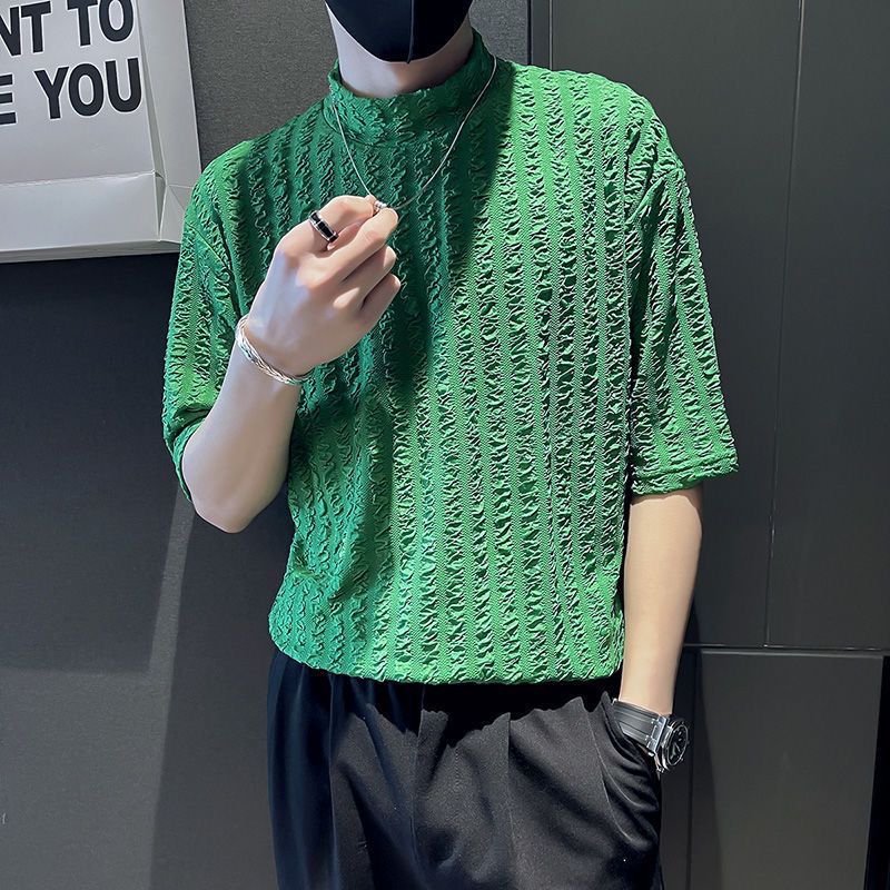 남성용 하프 하이 칼라 반팔 아이스 실크 셔츠, 더운  - Men'S Fashion For Hot Weather 리뷰 및 가격