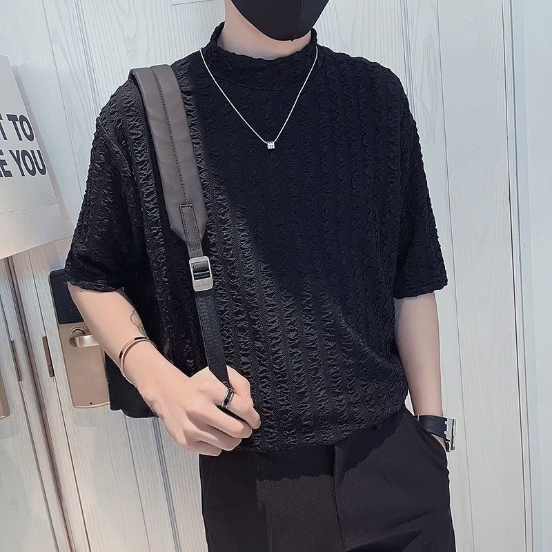 남성용 하프 하이 칼라 반팔 아이스 실크 셔츠, 더운  - Men'S Fashion For Hot Weather 리뷰 및 가격