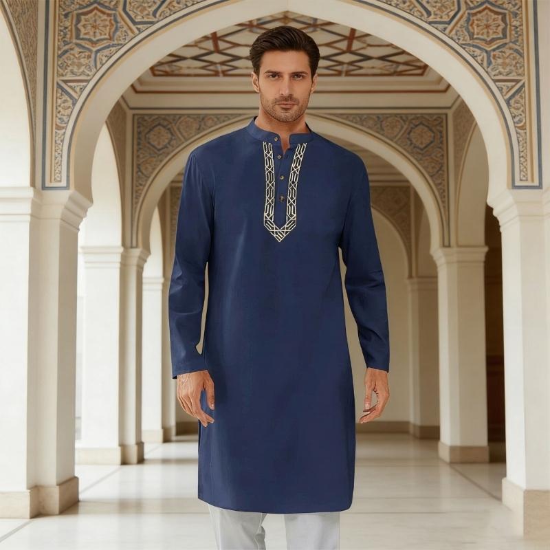 Y3NE Mens 루즈핏 무슬림 롱 로브 수 놓은 디테 - Men'S Fashion For Hot Weather 리뷰 및 가격