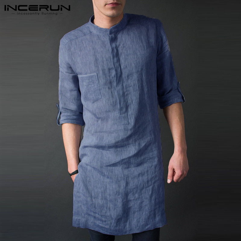INCERUN 남성 긴 소매 미디 남성 티셔츠 새로운  - Men'S Fashion Kurta 리뷰 및 가격