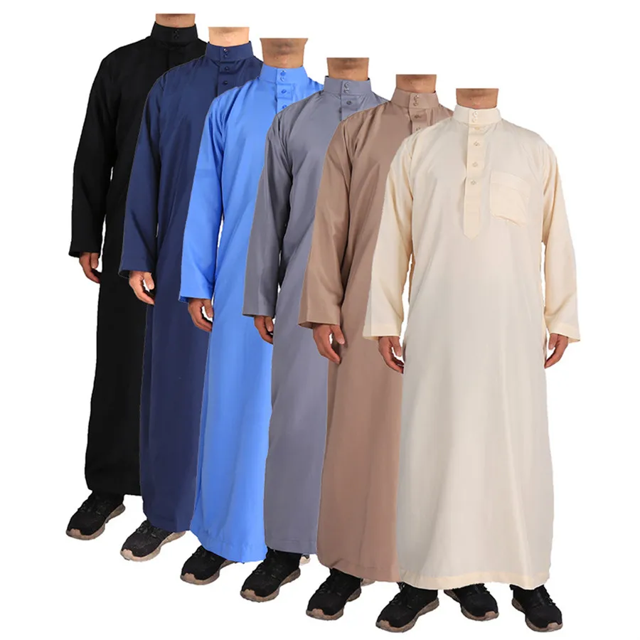 이슬람 의류 남성 단색 긴 소매 느슨한 이슬람 남성 사 - Men'S Fashion Kurta 리뷰 및 가격