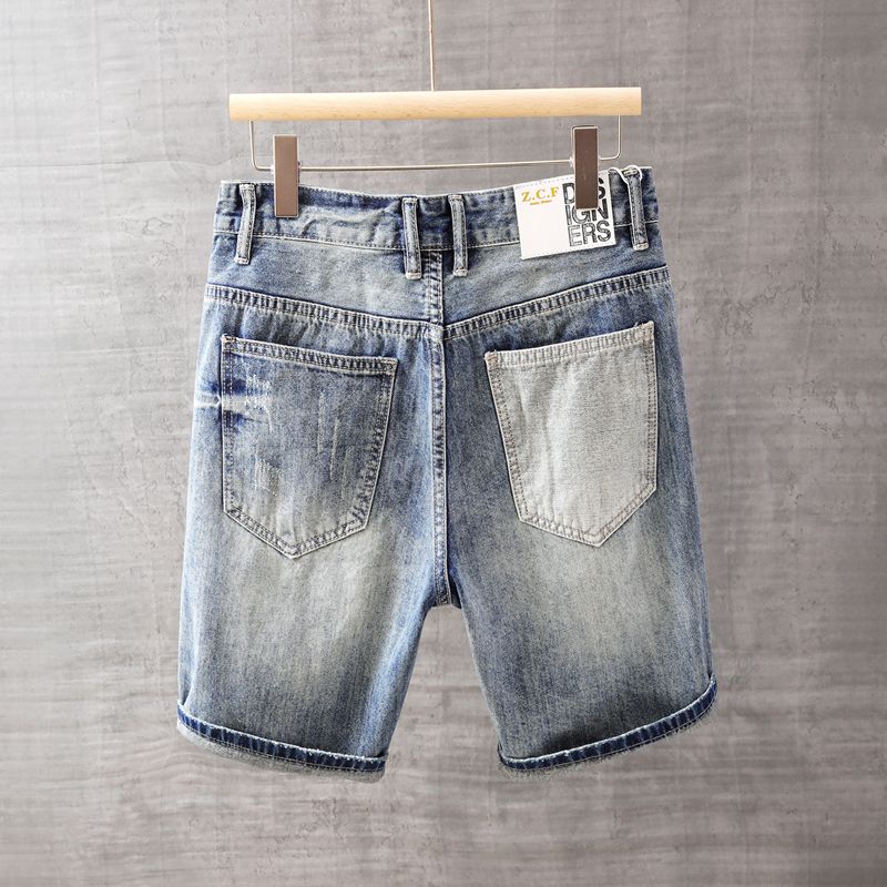 남성용 짧은 청바지 바지 포켓 세탁 블루 남성 데님 반 - Men'S Fashion Jeans 리뷰 및 가격