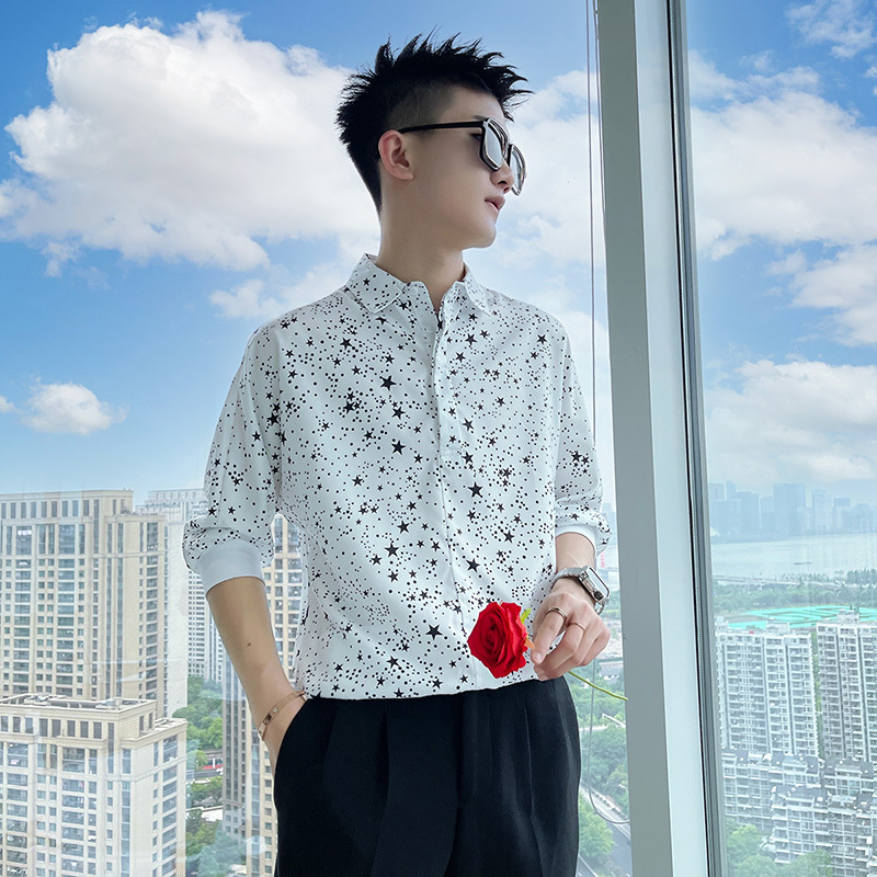 남성용 예술적인 별꽃 프린트 여름 셔츠 (7부 소매)  - Men'S Fashion For Hot Weather 리뷰 및 가격