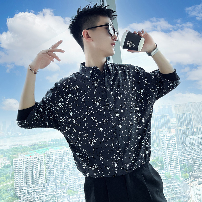 남성용 예술적인 별꽃 프린트 여름 셔츠 (7부 소매)  - Men'S Fashion For Hot Weather 리뷰 및 가격