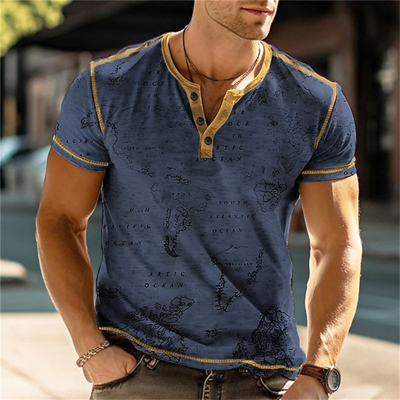 남성용 헨리 셔츠 재미있는 3D 프린트 티셔츠 스트리트 - Mens Fashion Vintage 리뷰 및 가격