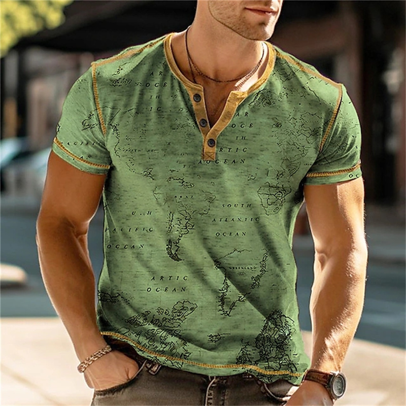 남성용 헨리 셔츠 재미있는 3D 프린트 티셔츠 스트리트 - Mens Fashion Vintage 리뷰 및 가격