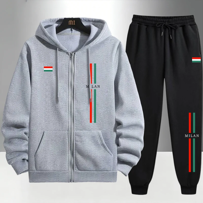 2026 이탈리아 프린트 남성 세트 지퍼 후드티와 스웨 - Jogger Sweatpants Men 리뷰 및 가격