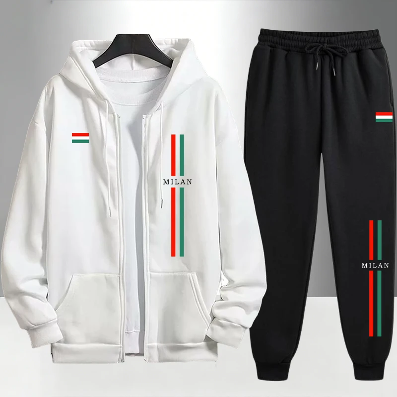 2026 이탈리아 프린트 남성 세트 지퍼 후드티와 스웨 - Jogger Sweatpants Men 리뷰 및 가격