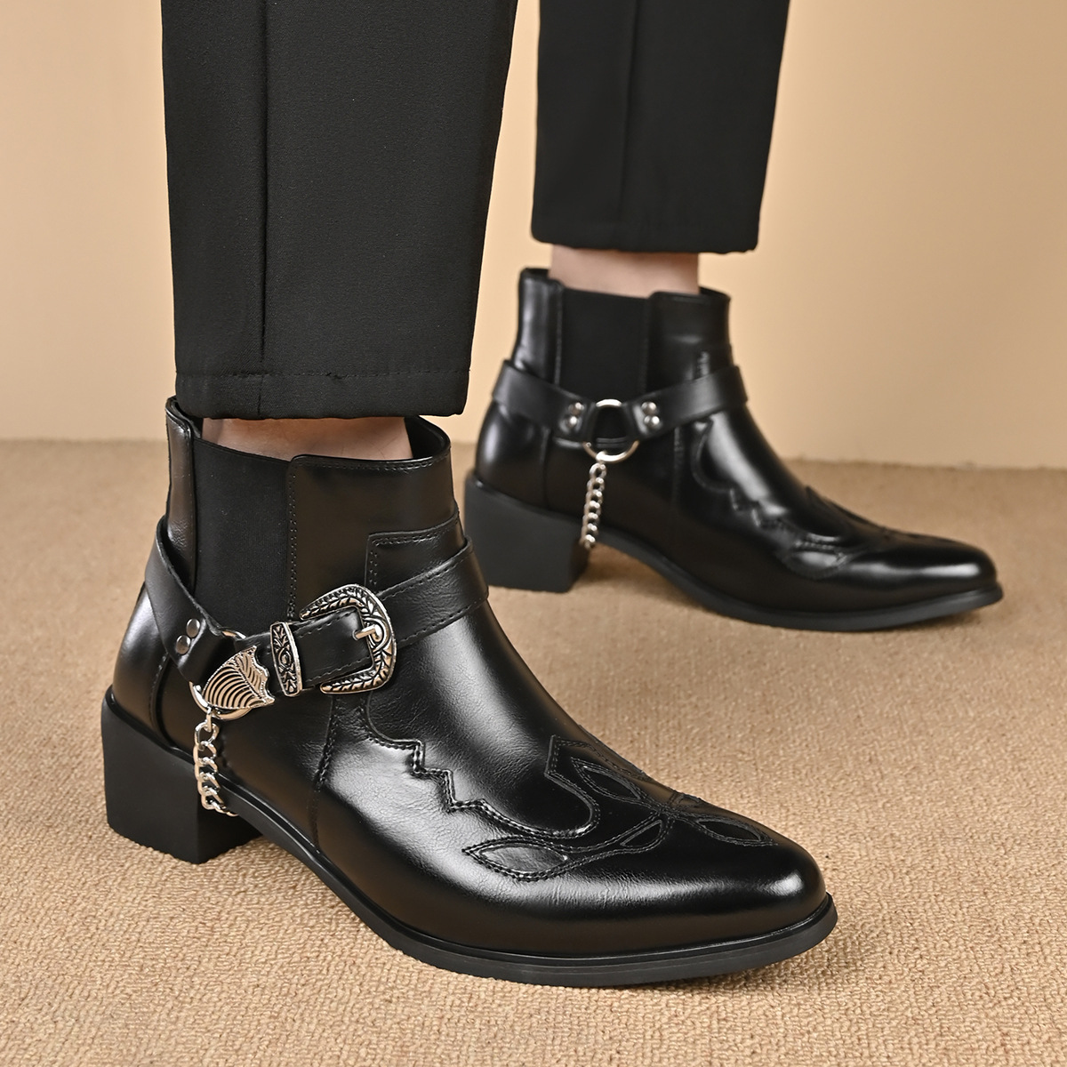 2026 남성용 빈티지 카우보이 부츠 가죽 하이탑 체인 - Mens Fashion Vintage 리뷰 및 가격