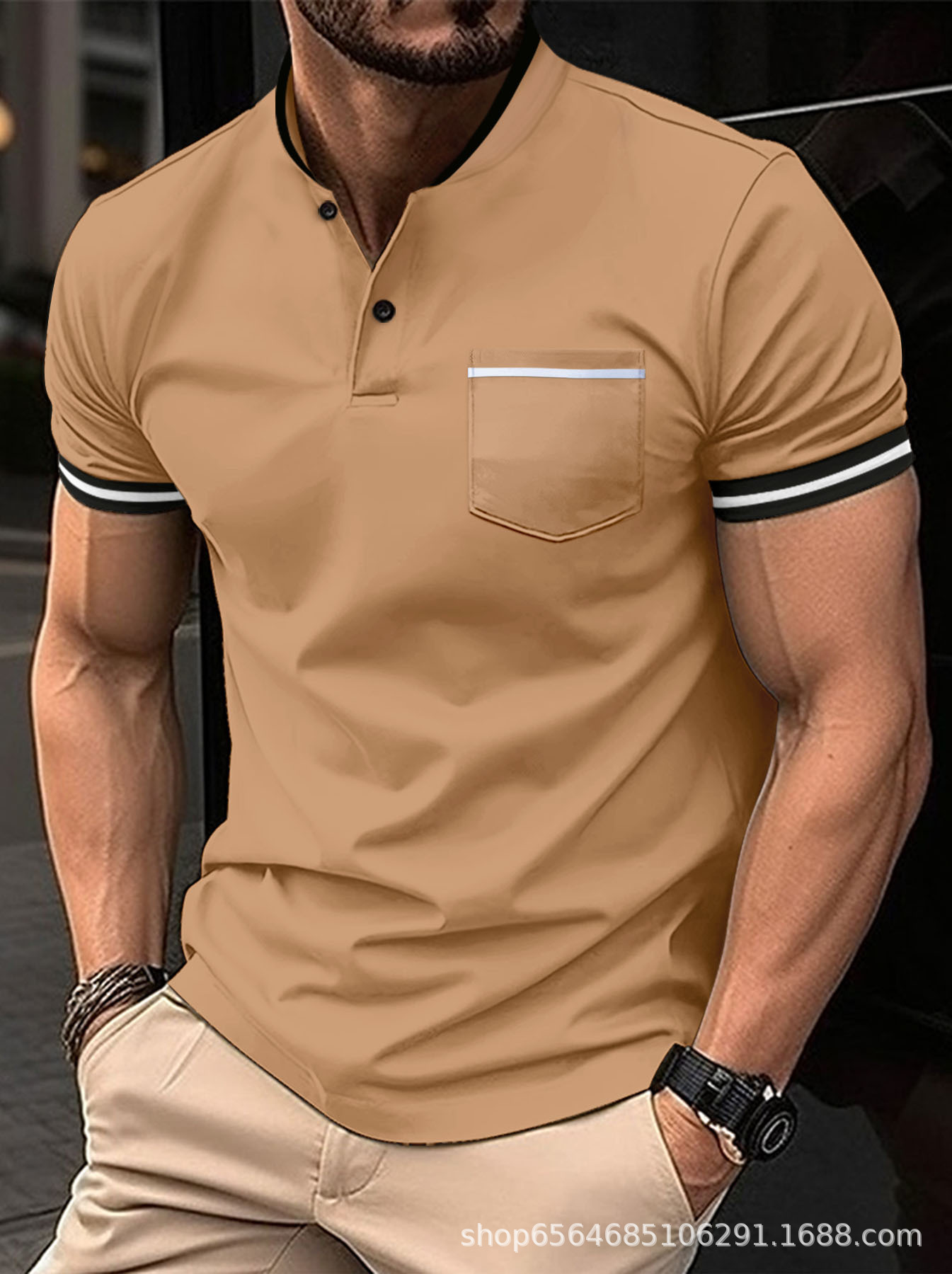 남성용 반팔 스탠딩 칼라 포켓 스포츠 폴로 셔츠, 스팟 - Amazon Men'S Fashion 리뷰 및 가격