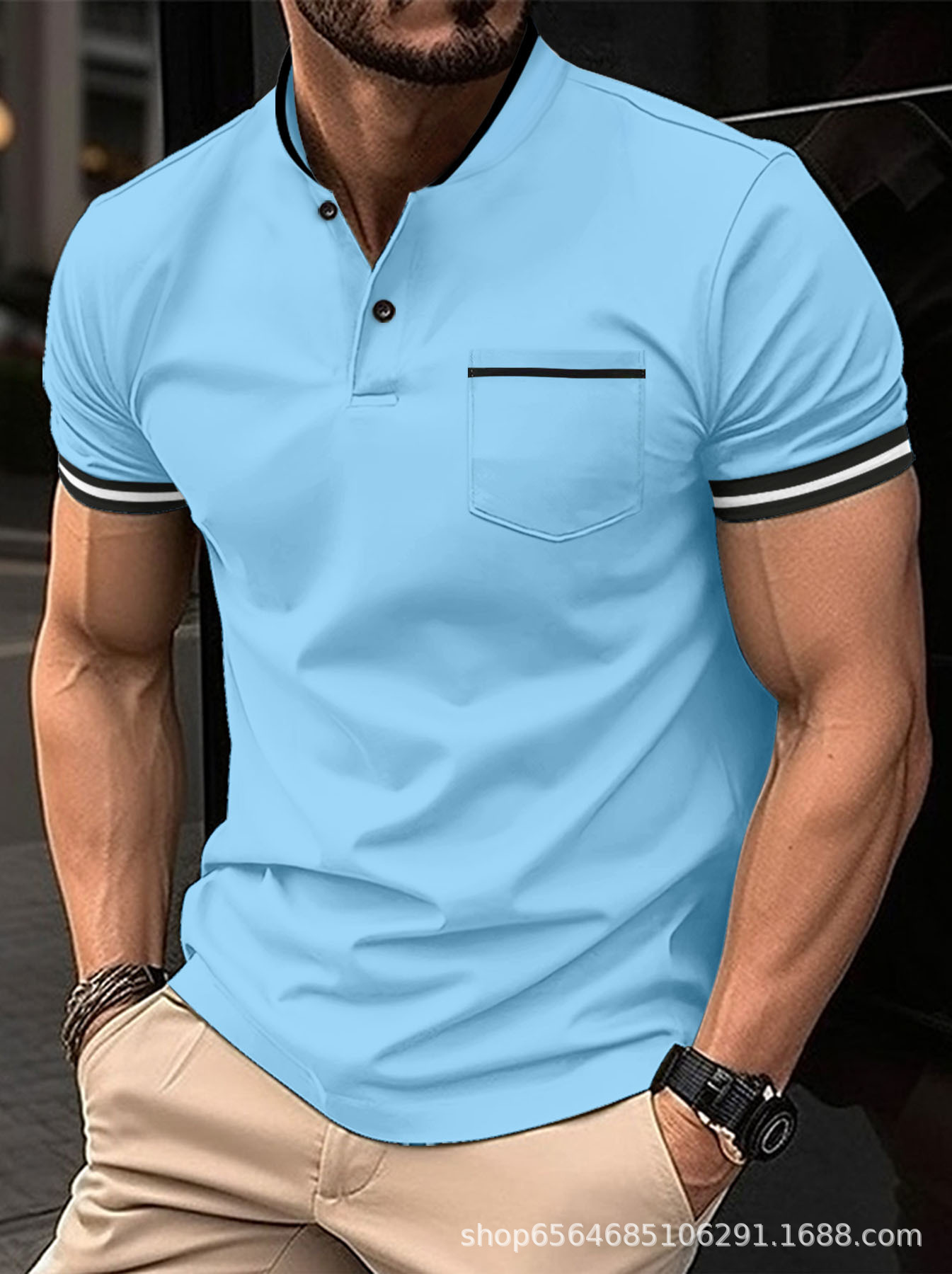 남성용 반팔 스탠딩 칼라 포켓 스포츠 폴로 셔츠, 스팟 - Amazon Men'S Fashion 리뷰 및 가격