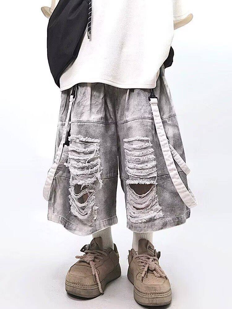 레트로 힙합 남성용 찢어진 청바지 여름 아메리칸 캐주얼 - Men'S Fashion Jeans 리뷰 및 가격