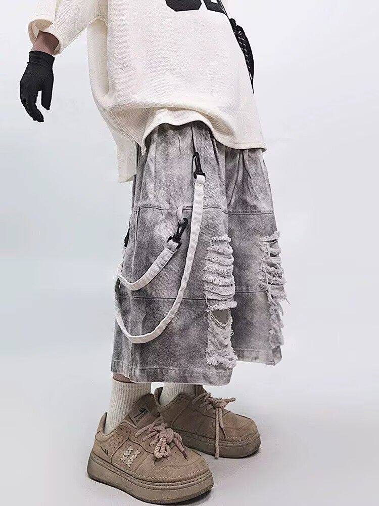 레트로 힙합 남성용 찢어진 청바지 여름 아메리칸 캐주얼 - Men'S Fashion Jeans 리뷰 및 가격